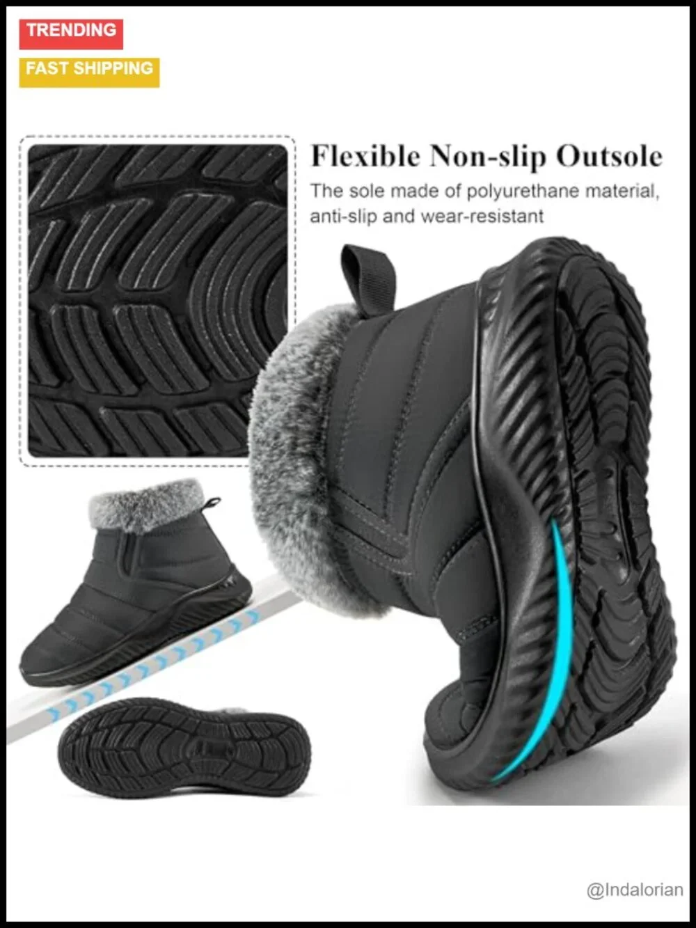 Warm Fur Lined Waterproof Snow Boots Anti Slip Outdoor Ankle Booties